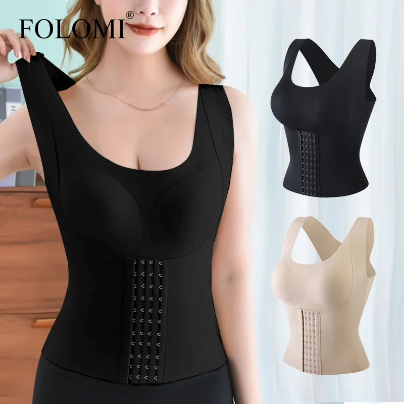 

Folomi Women 3-in-1 Waist Trainer Shapewear Girdle Push Up Bra Slimming Corset Tank Top Posture Corrector Tummy Control Vest