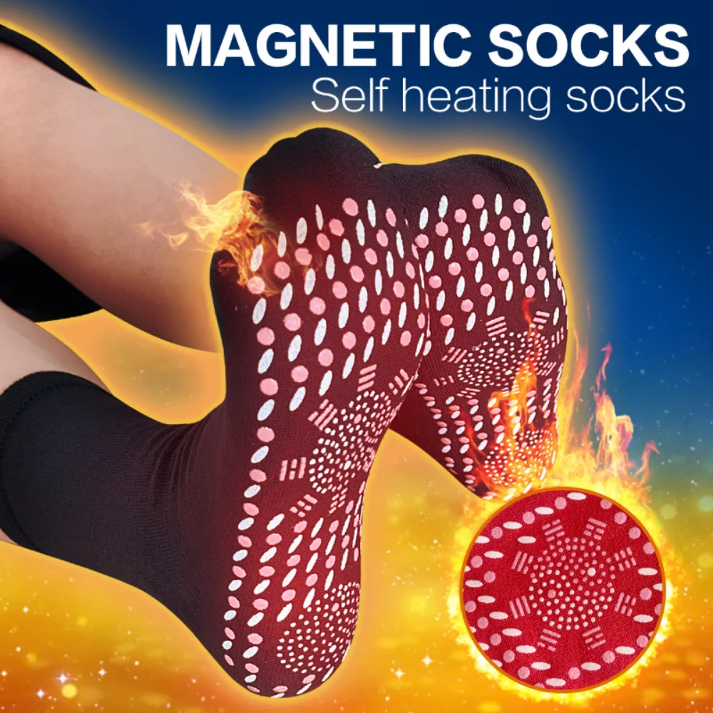 1-5Pair Tourmaline Self-Heating Magnetic Sock Self-Heating Sock Tourmaline Magnetic Therapy Comfortable Winter Warm Massage