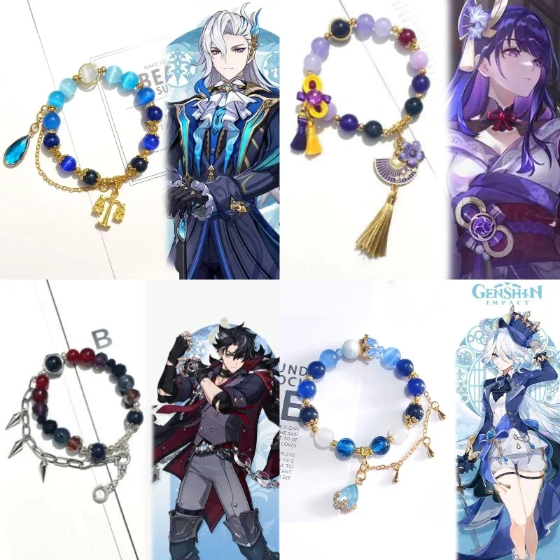 

Элегантная эластичная веревка с кристаллами в стиле Game Impact Focalors Wriothesley Neuvillette Fan, женская бижутерия на день рождения