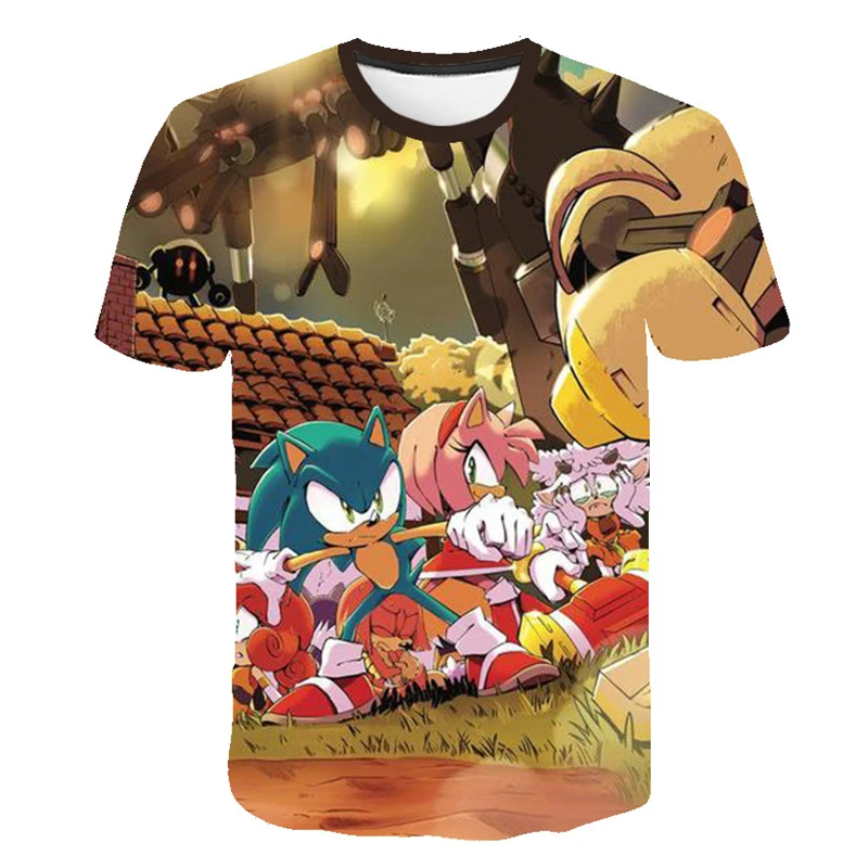 t-shirt for kid girl	 2022 Summer Children 3D Cartoon Super Sonic T-shirt for Boy Casual 3D Printing Boys Fashion sonic T Shirt Kids 4-14 year shirt baby cotton t shirts	