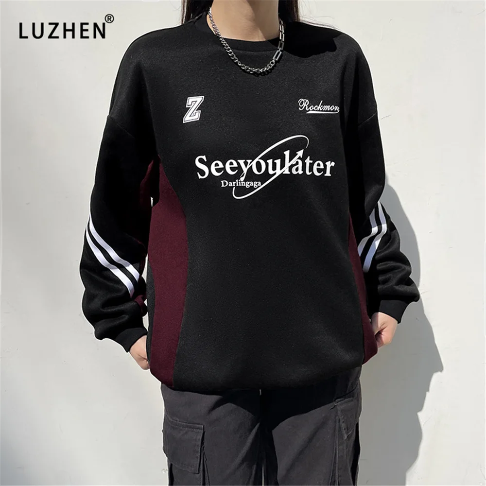 

Retro Letter Print Korean Fashion Pullover Women Street Long Sleeved Round Neck Hoodie Autumn Winter Casual Trashy y2k Tops 2023