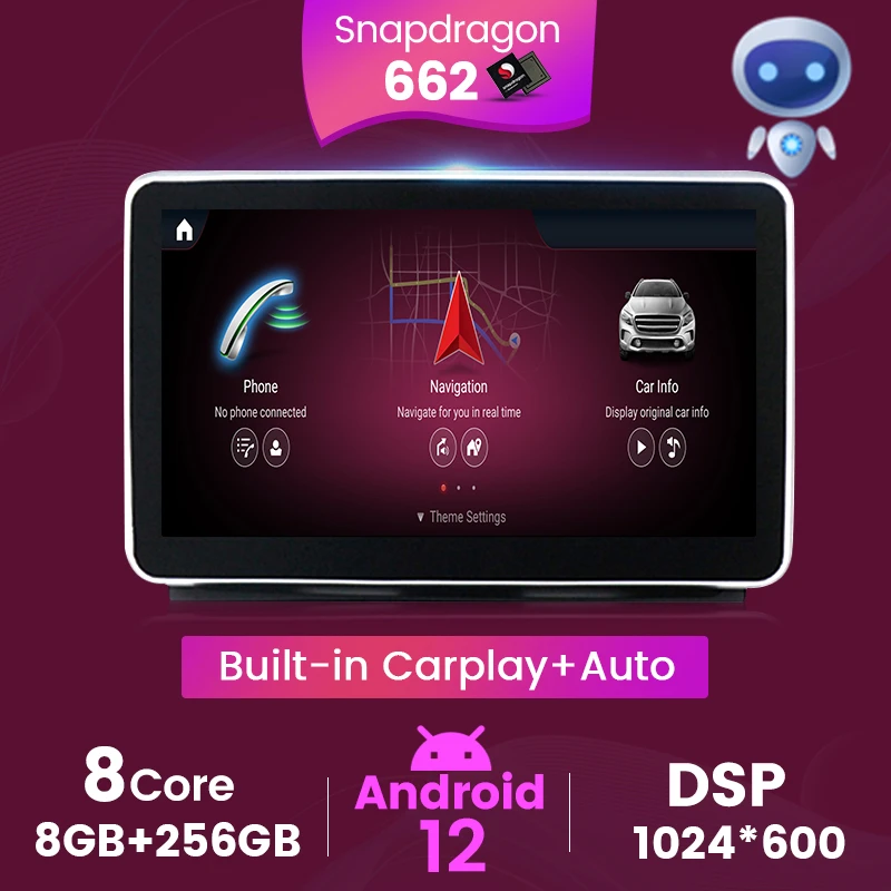 

9-Inch Car Radio Stereo For Benz ML W166 GL X166 2011-2015 Android 12 Snapdragon 662 8G+256G Wireless Carplay Multimedia Player
