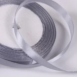Satin Ribbon for DIY Crafts and Decorations - 10mm Width, Multiple Color Options (Grey)