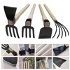 Garden Claw Rake with Wooden Handle Hand Rake Hoe 4/5-Teeth Steel Clamming Claws Gardening Tool For Loosening or Weeding Soil 5