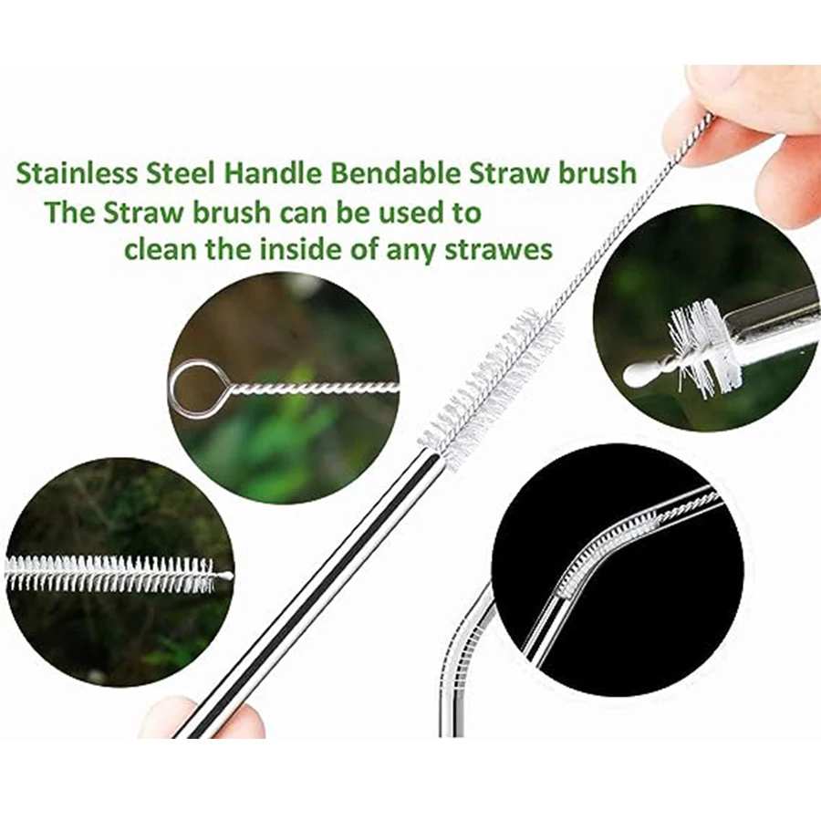 Drinking Straw Cleaning Brush Set - 9 Piece Extra Long Pipe Cleaner for Glasses, Straw Cups, Bottles and Tubes
