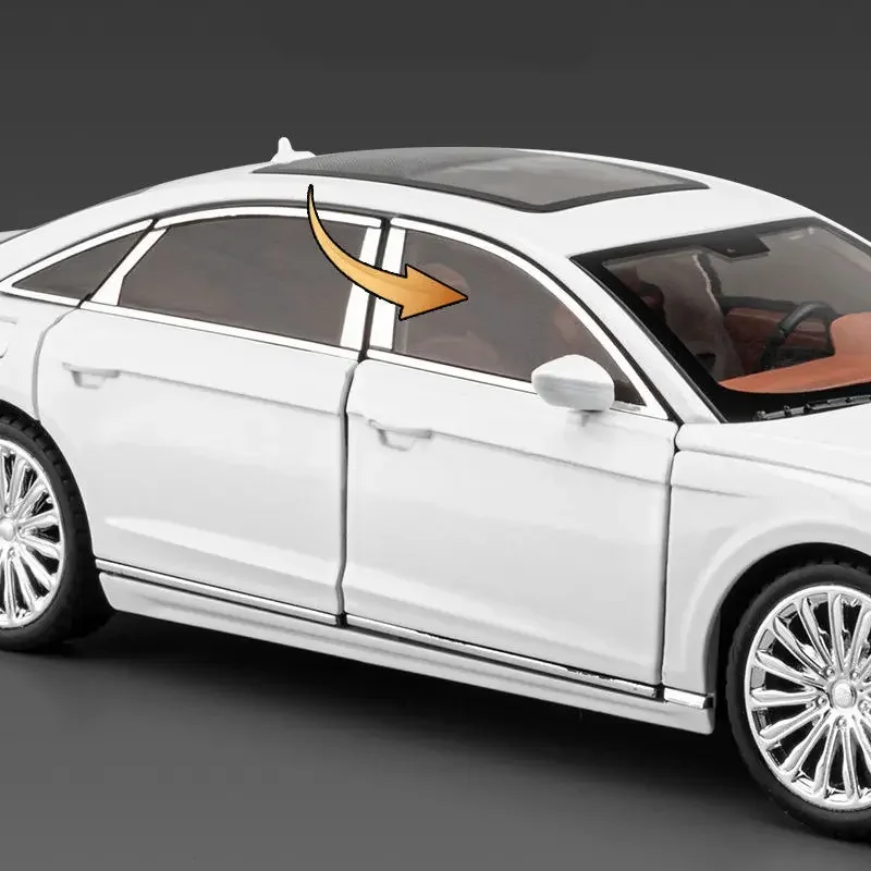1:24 AUDI A8 Alloy Car Model Diecasts Metal Vehicles Car Model Simulation Sound and Light Collection Boys Toy For Childrens Gift 5