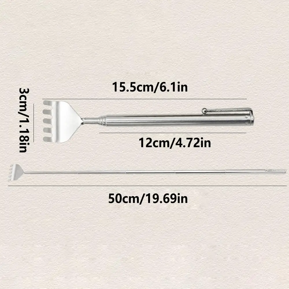 1 Stück Ausziehbarer Rückenkratzer Tragbarer Teleskop-Rückenkratzer aus Edelstahl Handmassagegerät Taschen-Rückenkratzer Werkzeug