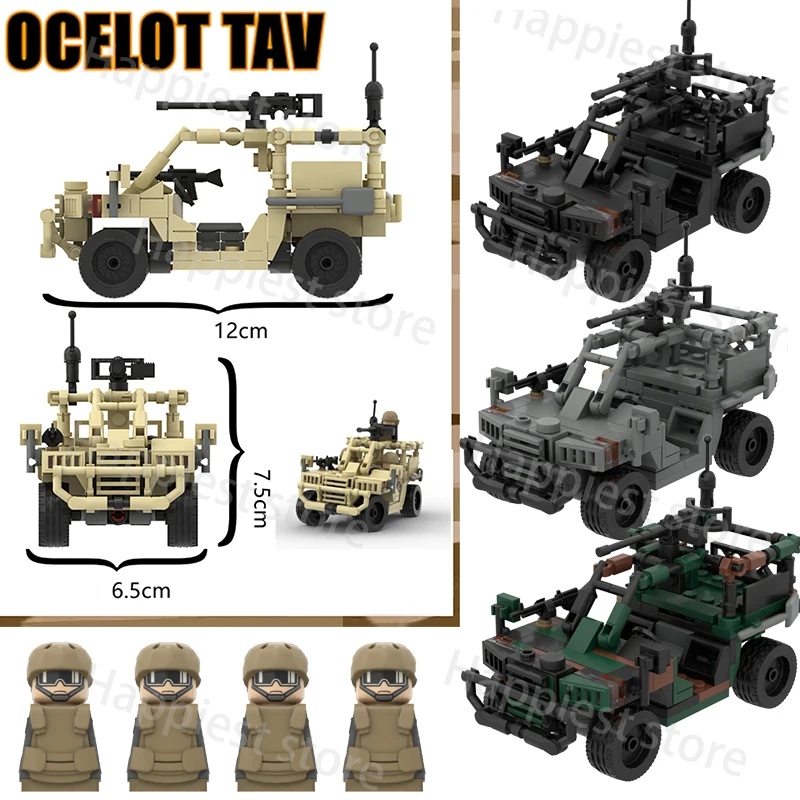 Moc Design Militare Blindato Veicolo Us Army Armi Building Block Assembly Ww2 Modello Di Auto Figure Accessori Pistole Mattoni Giocattoli