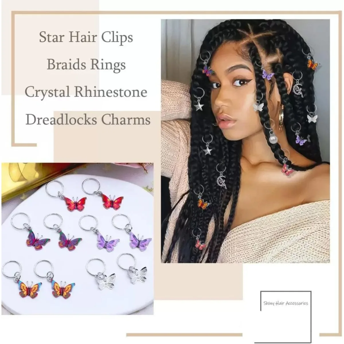 20개 실버 나비 진주 헤어 링 DIY 헤어 액세서리 쥬얼리 만들기 키트 세트