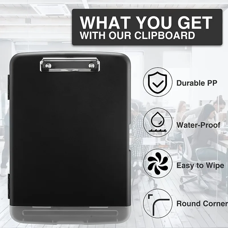 1pc Large Capacity Multifunctional Nursing Clipboard - Heavy Duty Plastic Storage with Low Profile Clip, Pen Holder, 2