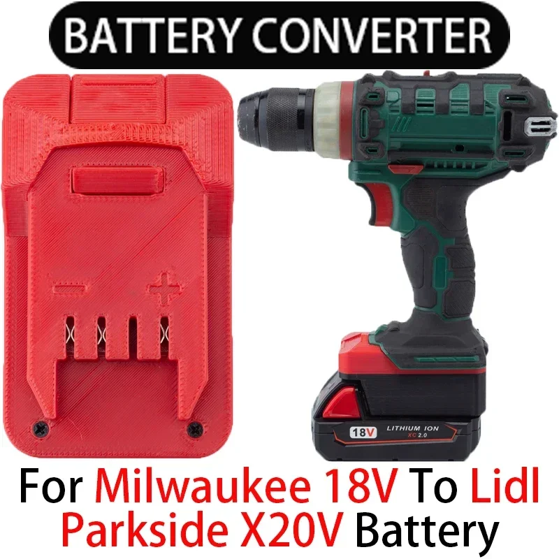 Battery Converter for Milwaukee 18V Li-Ion Battery to Lidl Parkside X20V Li-Ion Tool Battery Adapter Power Tool Accessories