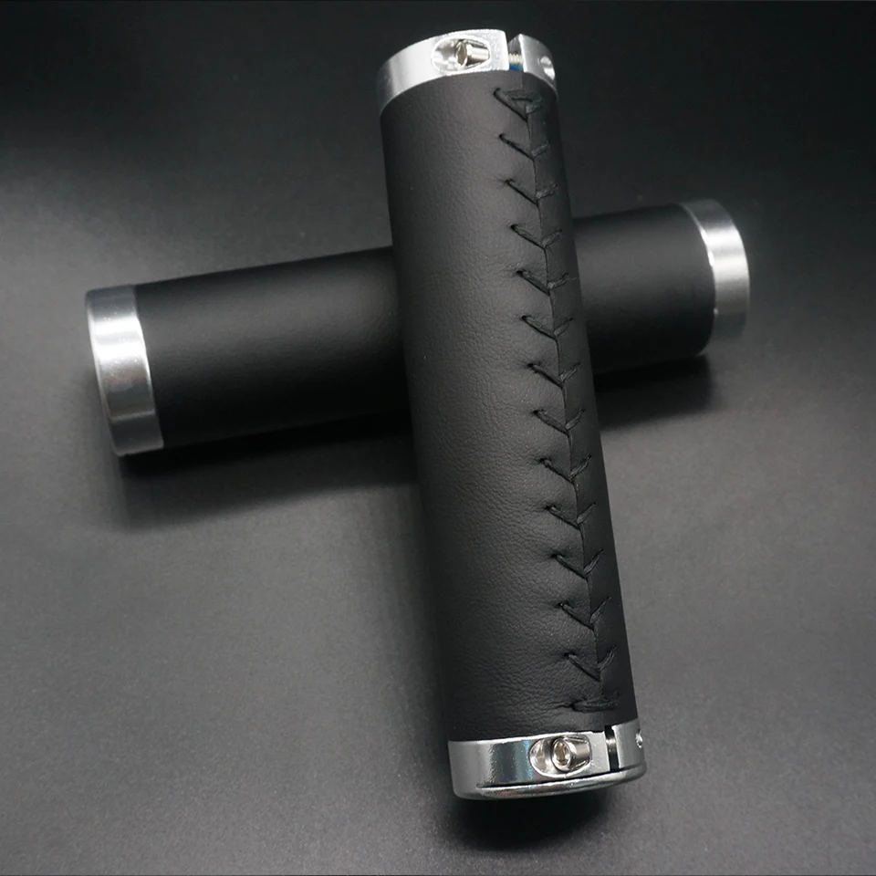 Poignées de vélo de montagne en cuir, housse de guidon de vélo, antidérapantes, en aluminium, verrouillage, accessoires de vélo