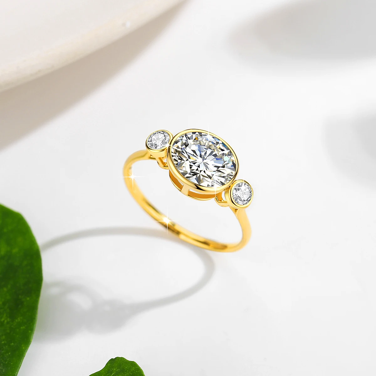 100% Real 14k Gold Moissanite Ring Oval 2carat 7*9mm Stone Women  AU585 Original K Gold Luxury Brand Wedding Jewelry Gift Female 3