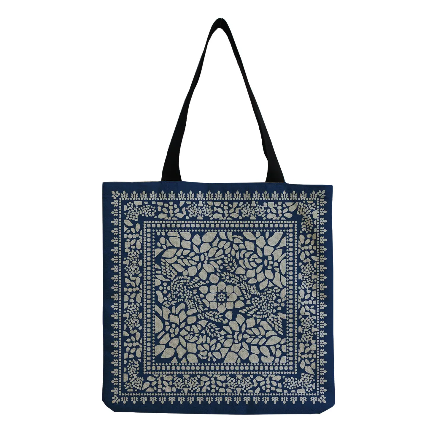 Customized Mandala Flower Tote Bags Women Eco Reusable Shopping Bag Floral Print Handbags For Lady Foldable Traveling Beach Bags 