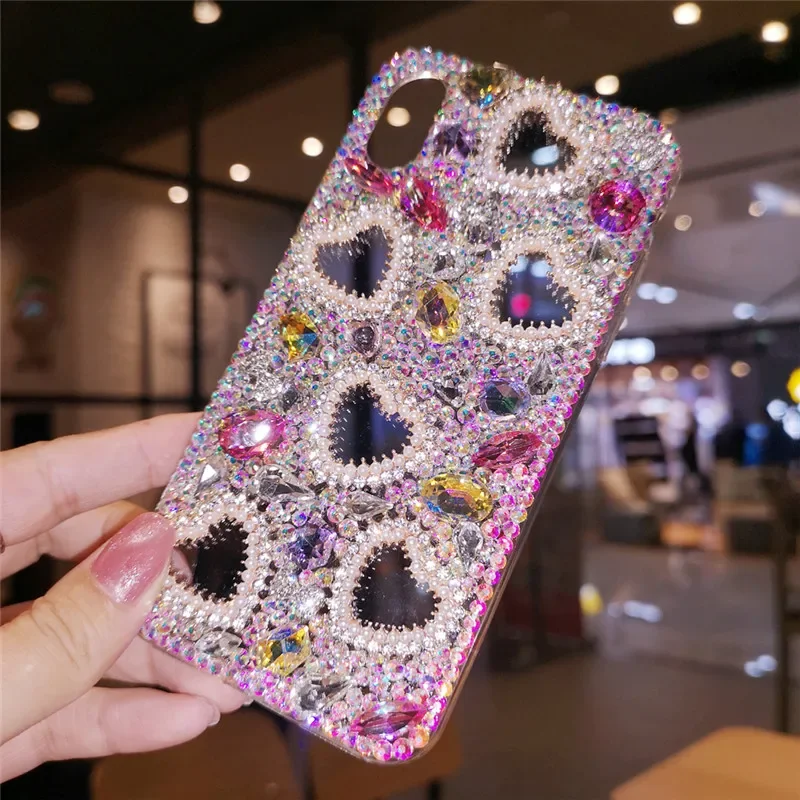 

Luxury Glitter Diamond Love Heart Rhinestone Phone Case For SamsungS24 S10 S20 S21FE S22PLUS S23 Ultra Note 8 9 10 20 Ultral