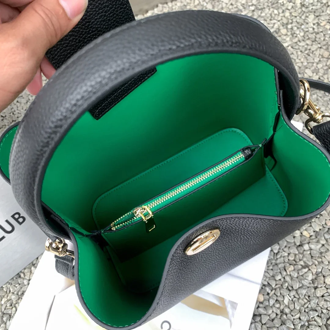 Genuine Leather Bucket Bag Handbag Top Layer Leather Women's Crossbody Bag Shoulder Bag Fashion New 2025 3