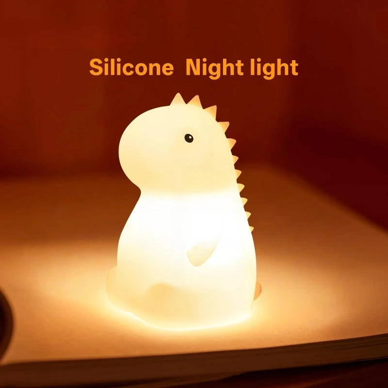 RGB 실리콘 공룡 야간 조명 USB 충전식 탭 컨트롤 LED 램프 어린이를위한 부드러운 빛 침실 홈 장식 선물