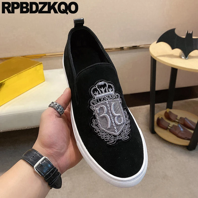 Mocasines informales de piel auténtica para hombre, zapatos masculinos de diseñador con bordado corona, de ante, sin cordones, estilo británico, 2021 - AliExpress