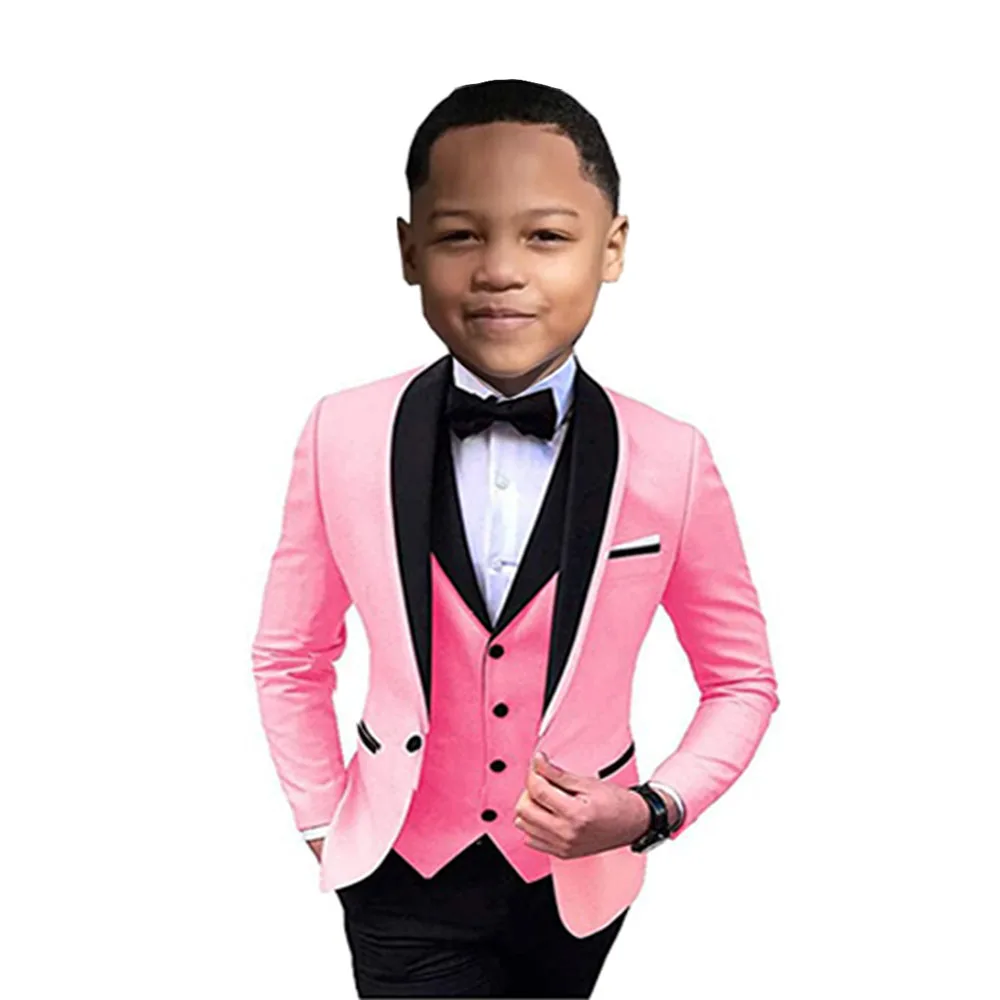 

Formal Boy Children Suit Round Peak Lapel Slim Fitting Suit For Boy CustomizeThree-Piece Set Birthday Party Suit