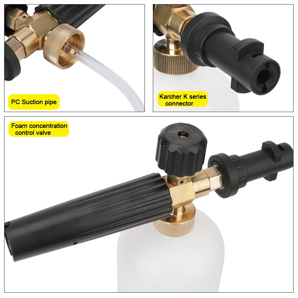 1L High Pressure Washer Adjustable Sprayer Nozzle Snow foam lance Car Soap Foam Generator For Karcher K2 K3 K4 K5 K6 K7 2