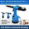 Industrial Rivet Nut Gun Hydraulic Pneumatic Automatic Riveter Tool Setting Rivnut Riveting Metric M3 M4 M5 M6 M8 M10 M12 or UNC 1