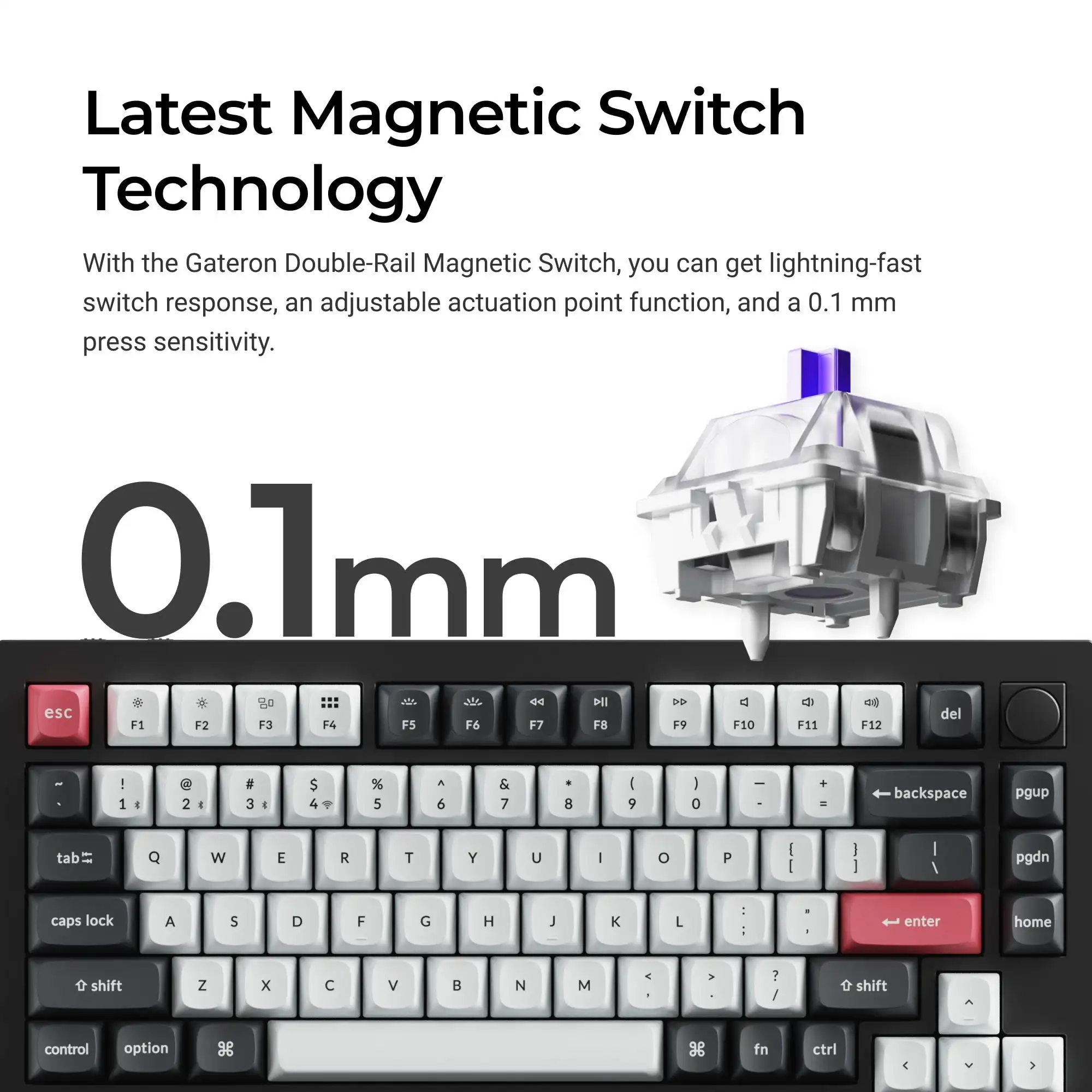 Keychron Q1 HE ISO 레이아웃 컬렉션 QMK 무선 맞춤형 기계식 키보드 자기 스위치 조정 가능한 작동 포인트 RGB