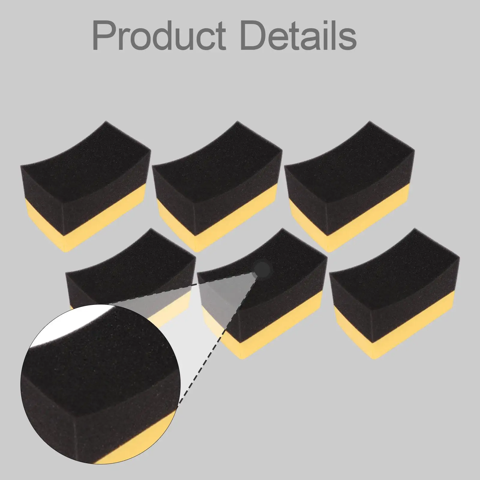 6개 타이어 애플리케이터 드레싱 샤인 스펀지 보트용 노란색 검정색 광택 스펀지..