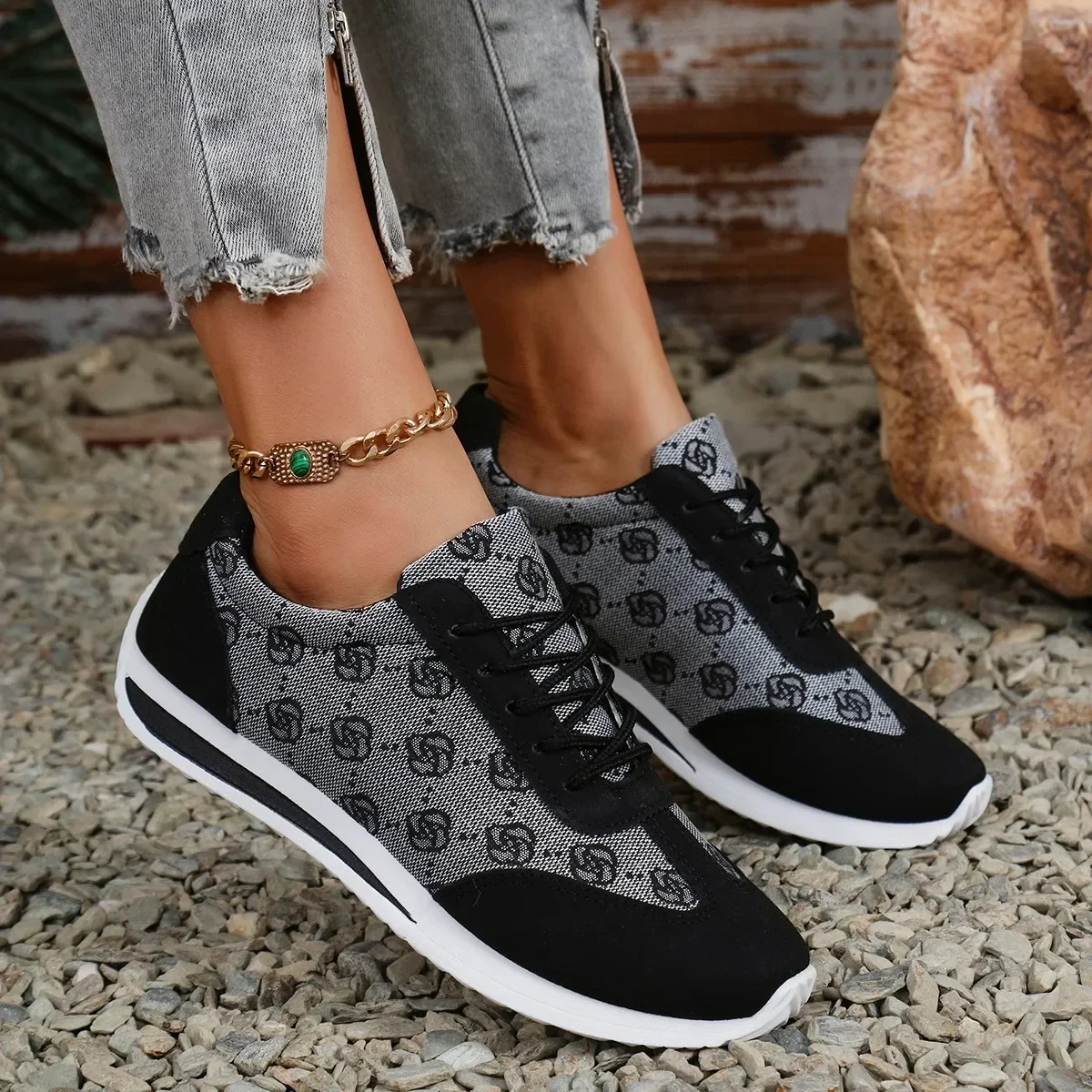 Women Thick Soled Cross Round Head Thin Fashion Shoes Women Comfortable Breathable Casual Wear-resistant Shoes Zapatos De Mujer - Image 4