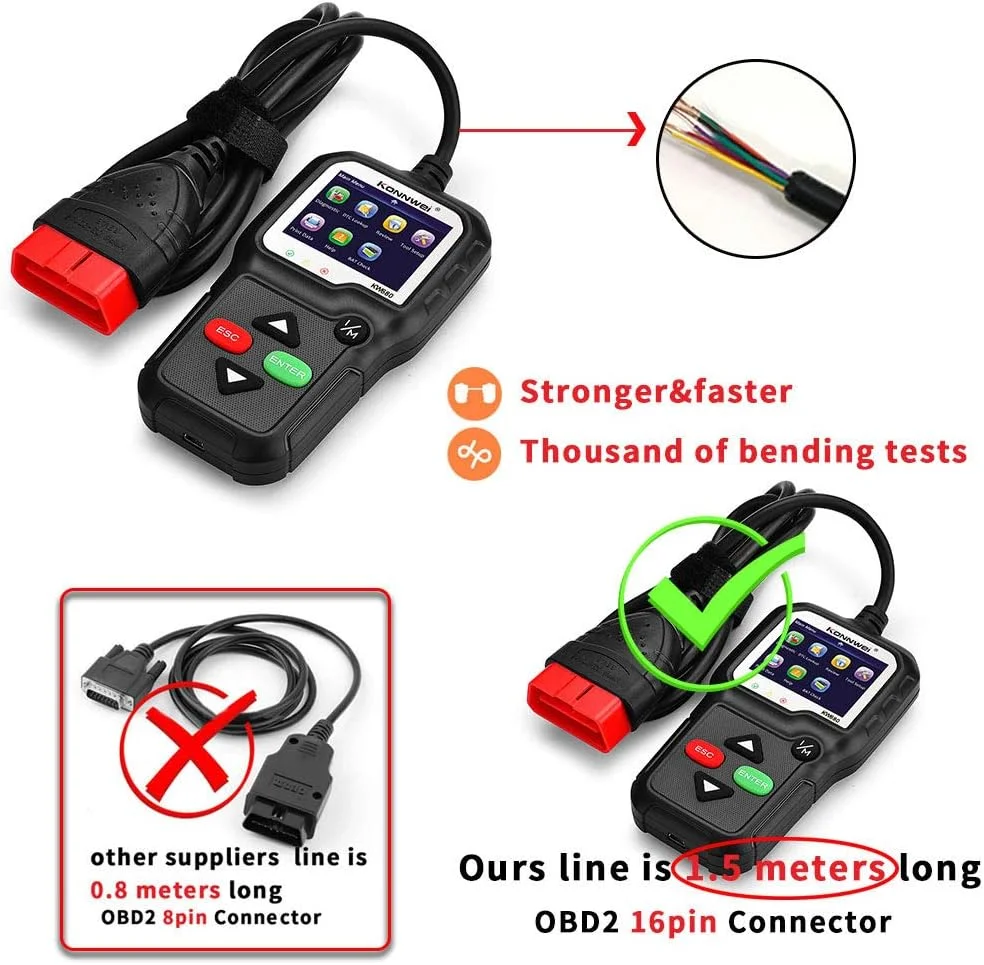2025 KONNWEI KW680 OBD2 Diagnostic Tool Car Code Reader Check Engine Light Scan Tool OBD II Scanner for Cars After 1996 5