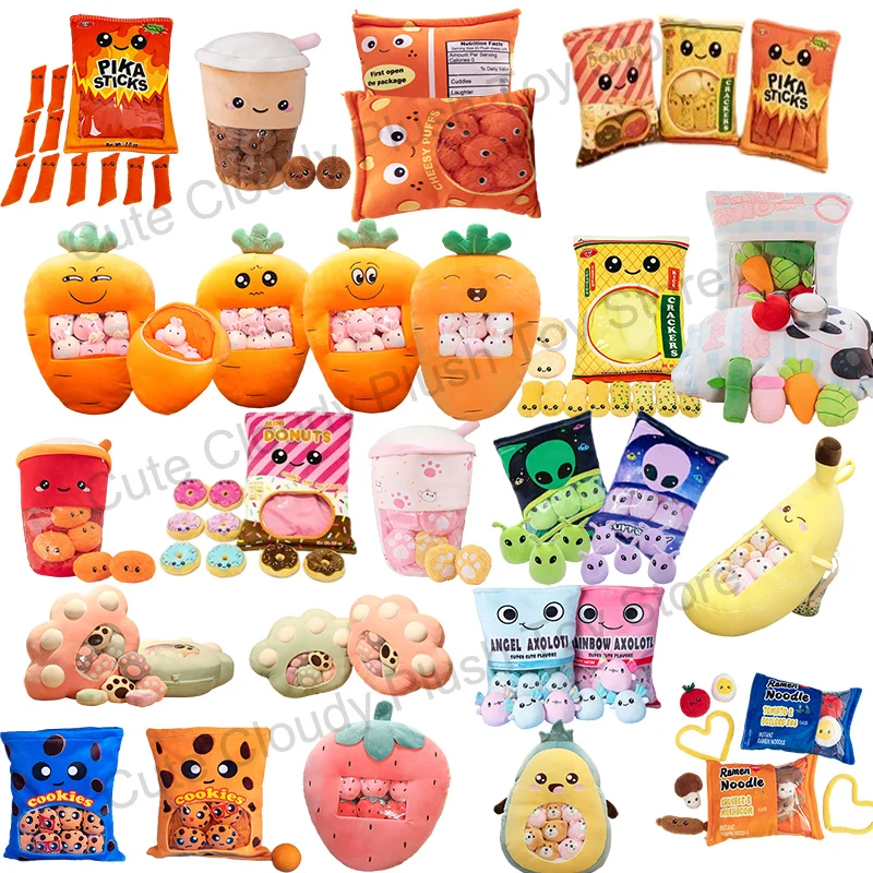 1Pcs Pudding Bag Food Toy Mini Animals Balls Cute Axolotl Dinosaur Pink Bunny Panda Snack Zipper Bag Decor Pillow Cushion Girls aim target game for kids educational suction balls for kids safe fun dinosaur bow arrow toy indoor training for boys girls