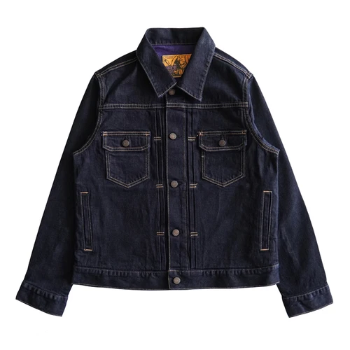 Sauce Zhan Men Jacket Selvedge Denim Jacket Men Vintage Purple And Blue Double Sided Dye Regular