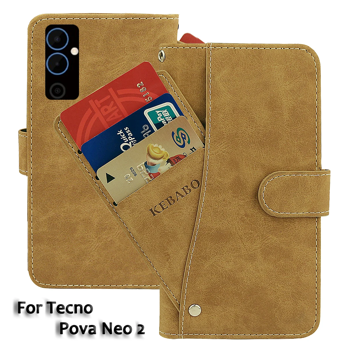 

Vintage Leather Wallet Tecno Pova Neo 2 Case 6.82" Flip Luxury Card Slots Cover Magnet Phone Protective Cases Bags