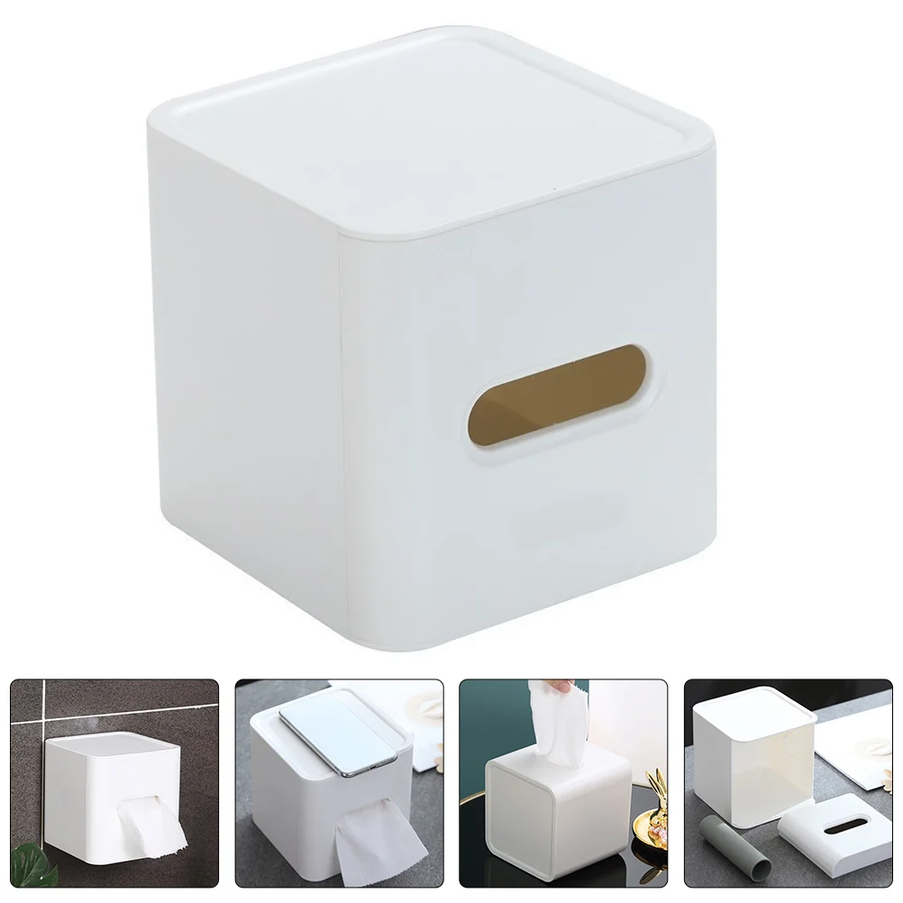 Salviette scatola di fazzoletti fazzoletti scatole cubo quadrato Desktop Decor Office White Toilet Paper Case