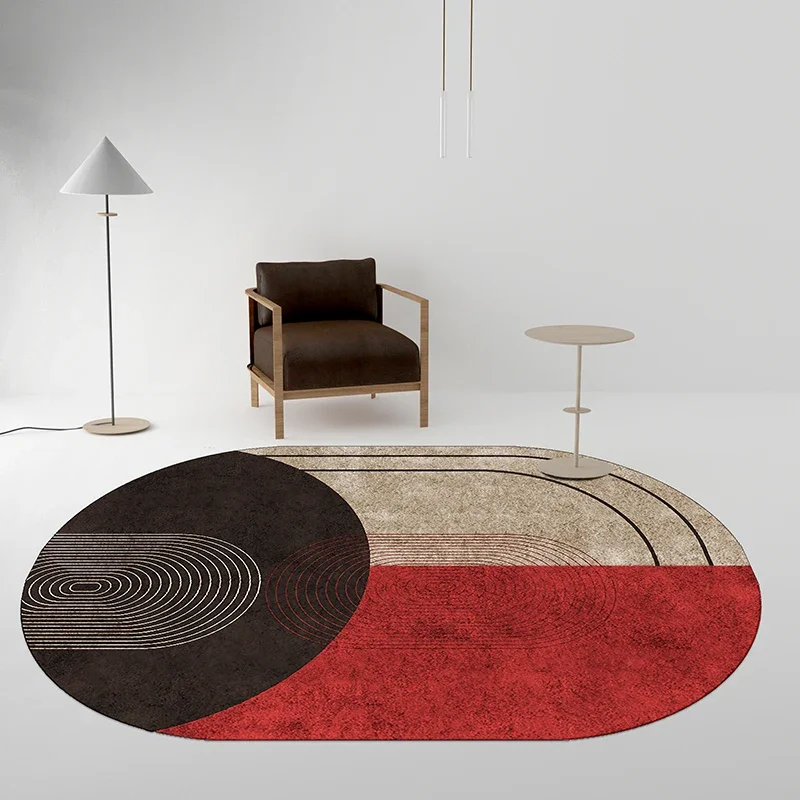 Minimalist Oval Living Room Carpet Gray Modern Home Carpets Line Art Decorative Rug Firm Non-Slip Waterproof Rugs Alfombra Ковер 5