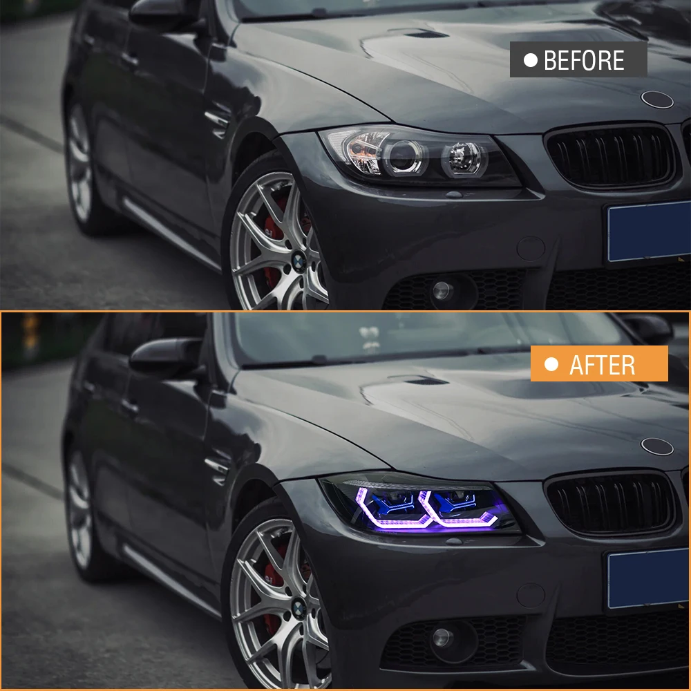 Paar Projektorlinsen HID Xenon Emark Scheinwerfer-Einheit für BMW 3er Serie 320i 323i 325 330 335 E90 E91 2005-2012 Halogen Xenon – Detail 11