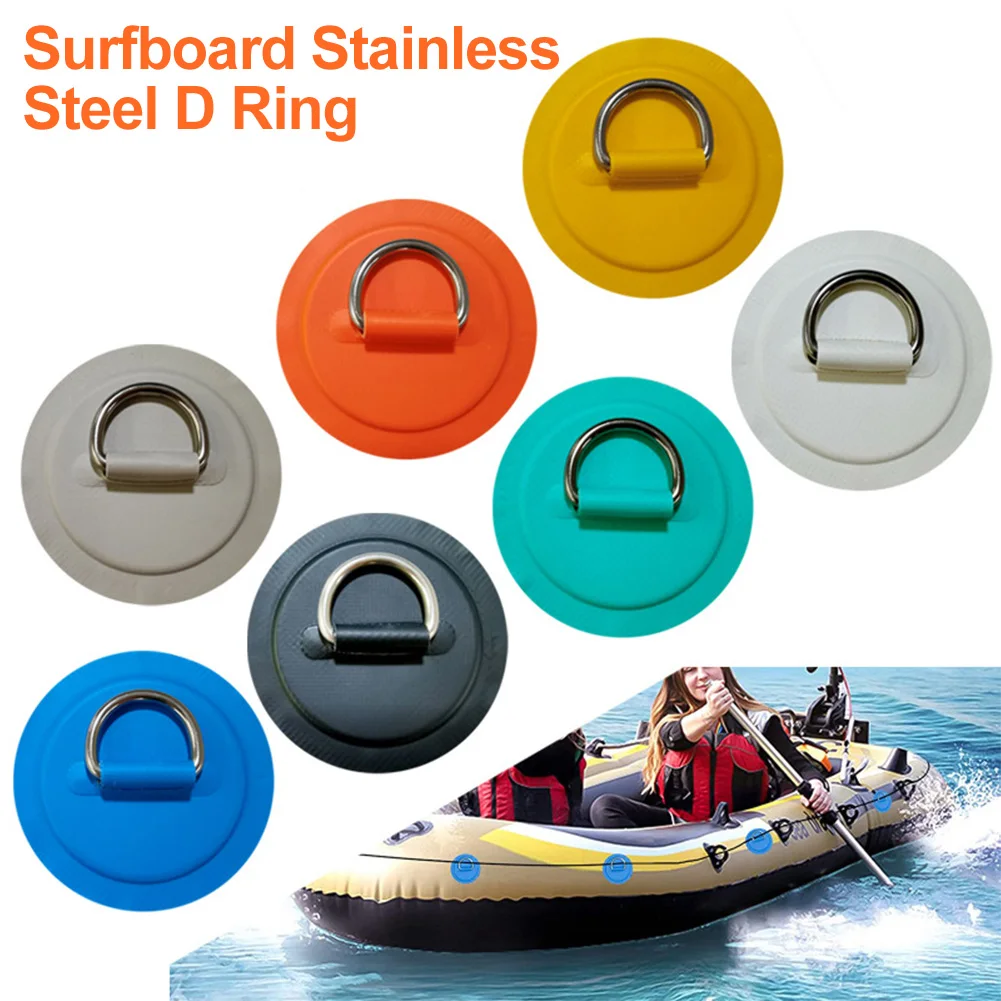 1/4Pcs Surfboard Dinghy Boat PVC Patch With Stainless Steel D Ring Deck