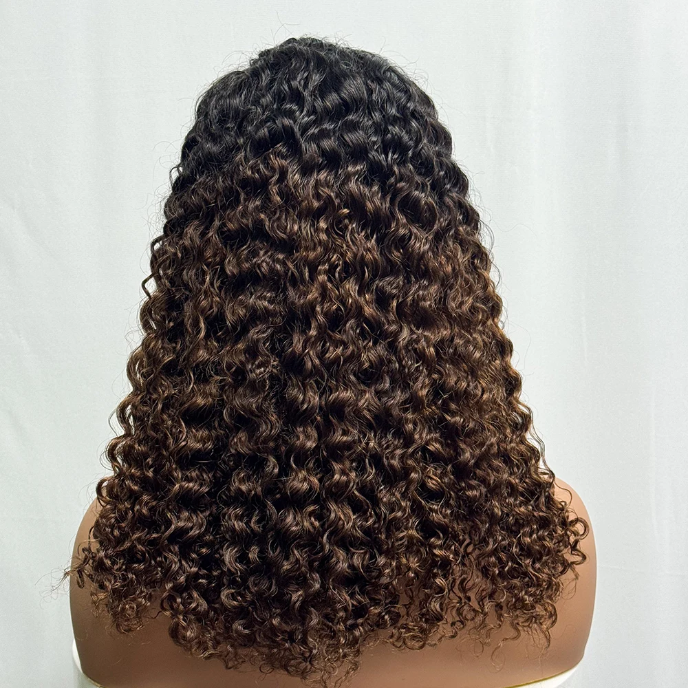 5x5 Lace 300% Density  Water Wave Deep Curly Hair Wig Double Drawn Human Hair Wig Transparent Lace Front Wig for Black Women