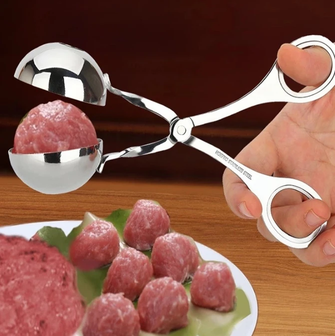 Convenient Kitchen Meatball Maker Stainless Steel Ball Making Mold Tool Cooking Clip Fish Rice