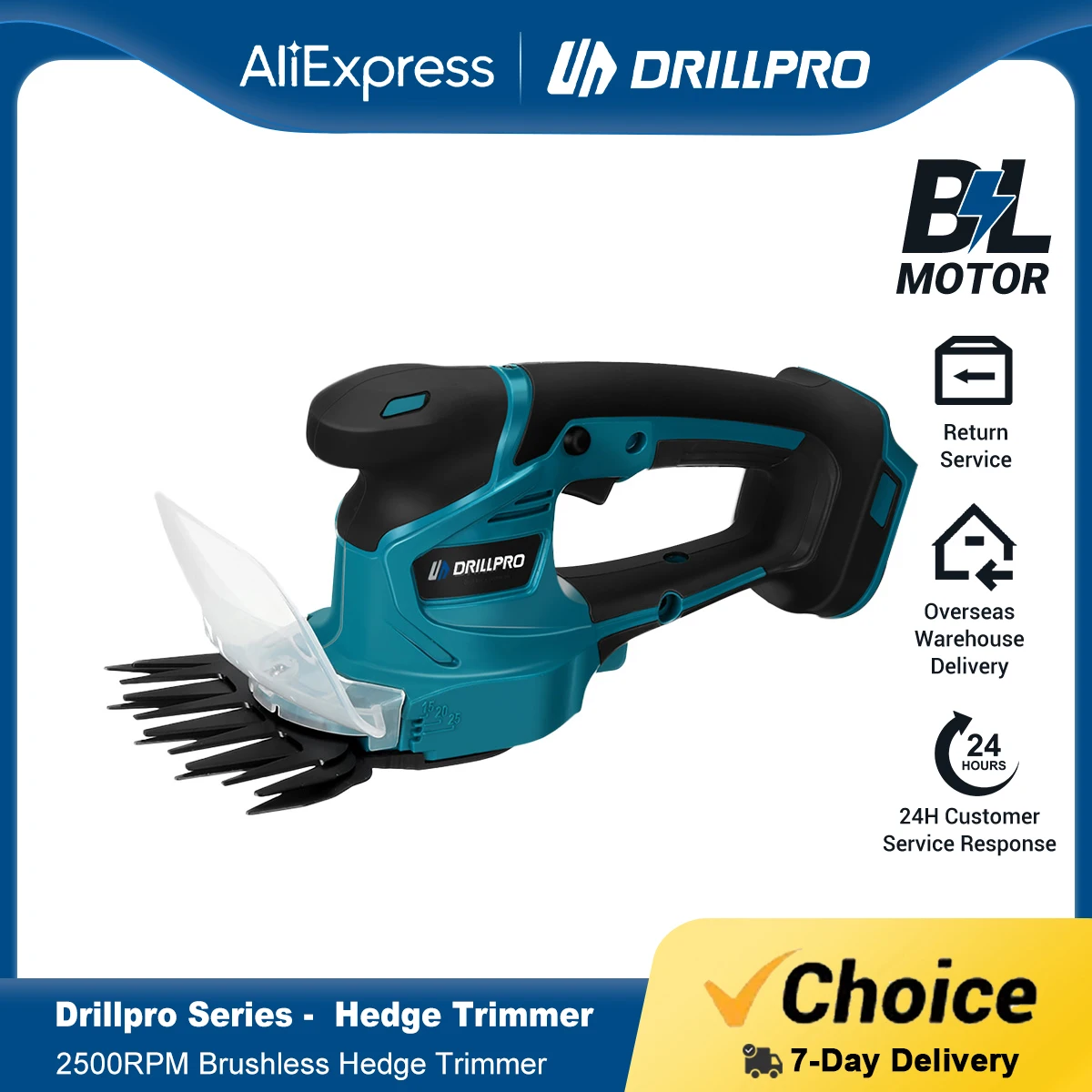 

Drillpro 2 IN 1 Brushless Electric Hedge Trimmer 2500 SPM Lawn Mower Garden Bush Grass Scissors Power Tool For Makita Battery