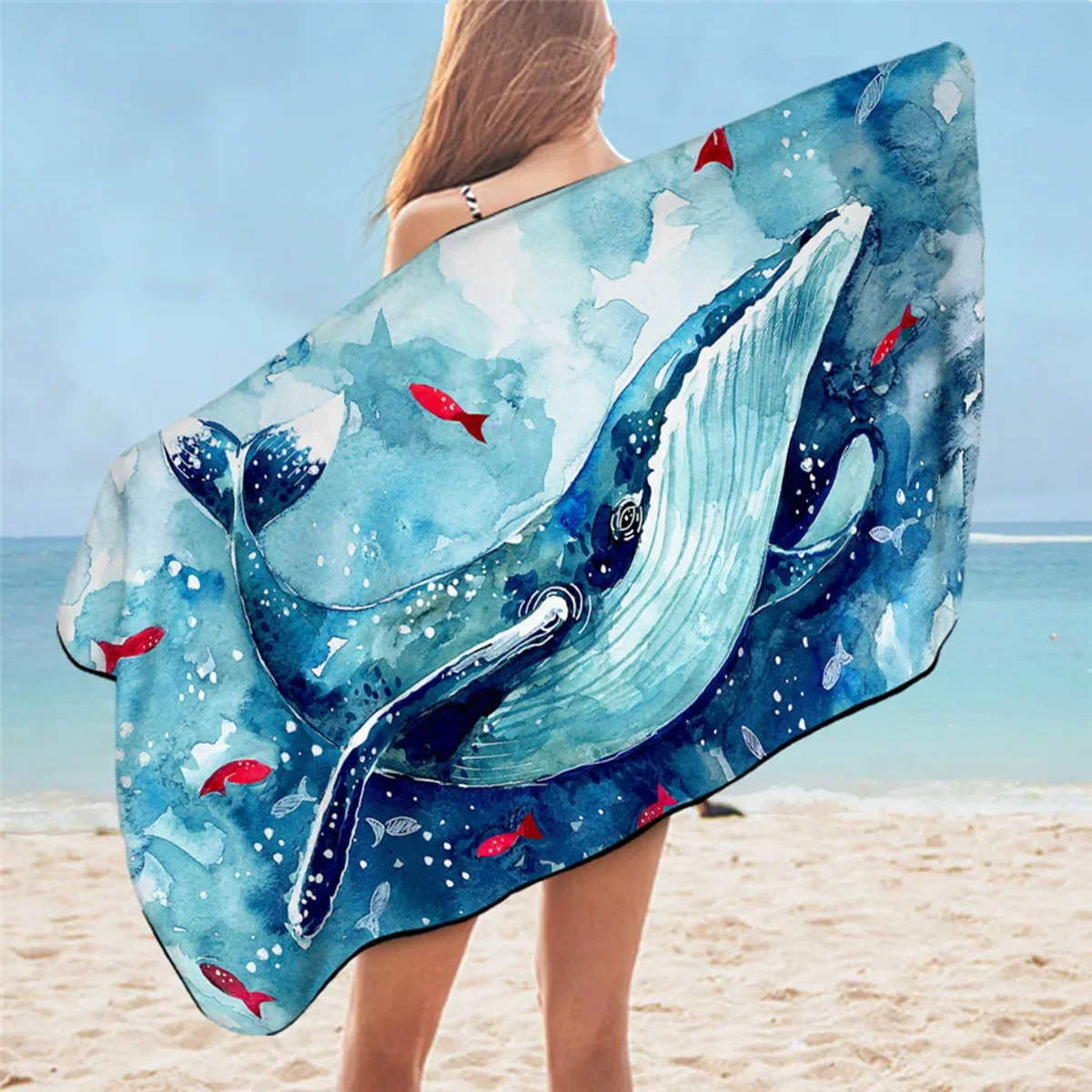 Summer Marine Life Beach Towel Microfiber Swim for Women Men Kid Marine Animal Shower Towel Travel Camping Yoga Gym Picnic Mat 3