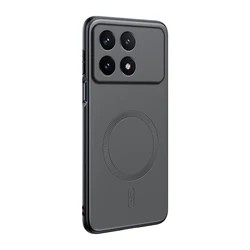 Magnetic Leather Shield Cover - High Quality Anti - Fingerprint Non - Slip Case - Poco X6 Pro (GRAY)