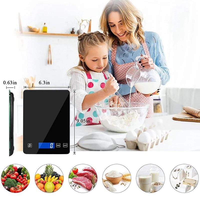 Kitchen Scale, 5 Unit Conversions (g,kg,lb:oz,fl.oz,ml) Food Scale Digital  Weight Grams And Oz, Kitchen Scale For Cooking Baking, Precise Graduation,  Sleek Tempered Glass Platform Accurate Digital Led Display (battery Not  Included) 