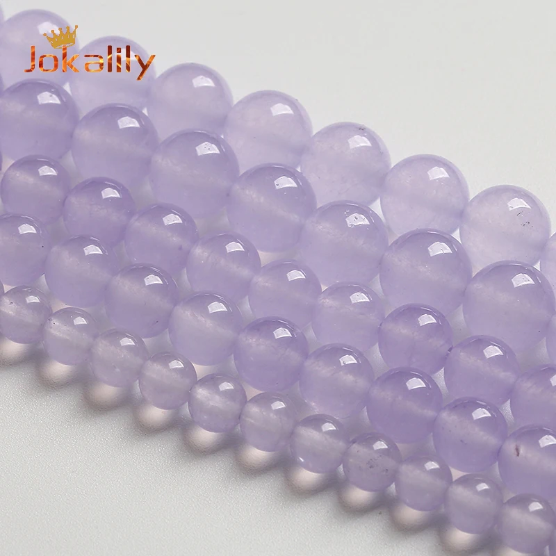 

Natural Lilac Jades Chalcedony Beads Round Loose Spacers Beads For Jewelry Making DIY Bracelet Necklace 4 6 8 10 12 14mm 15"Inch