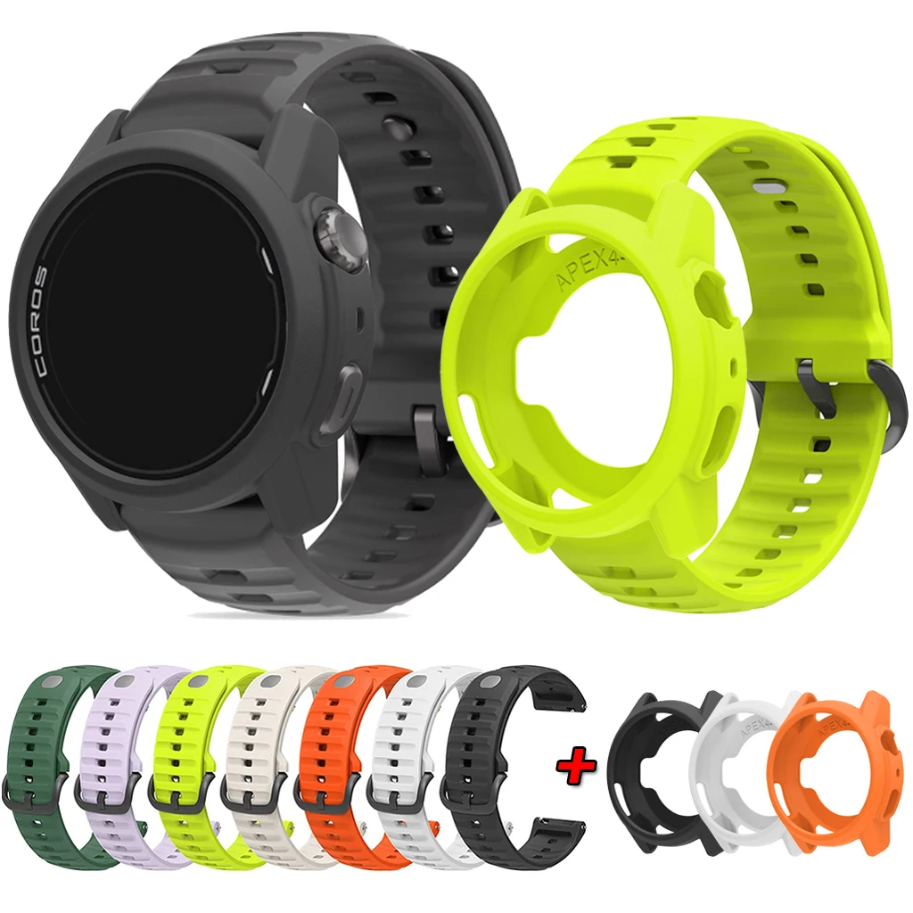 Silicone Strap Watch Band with Protective Cases - Sport Bracelet & Cover