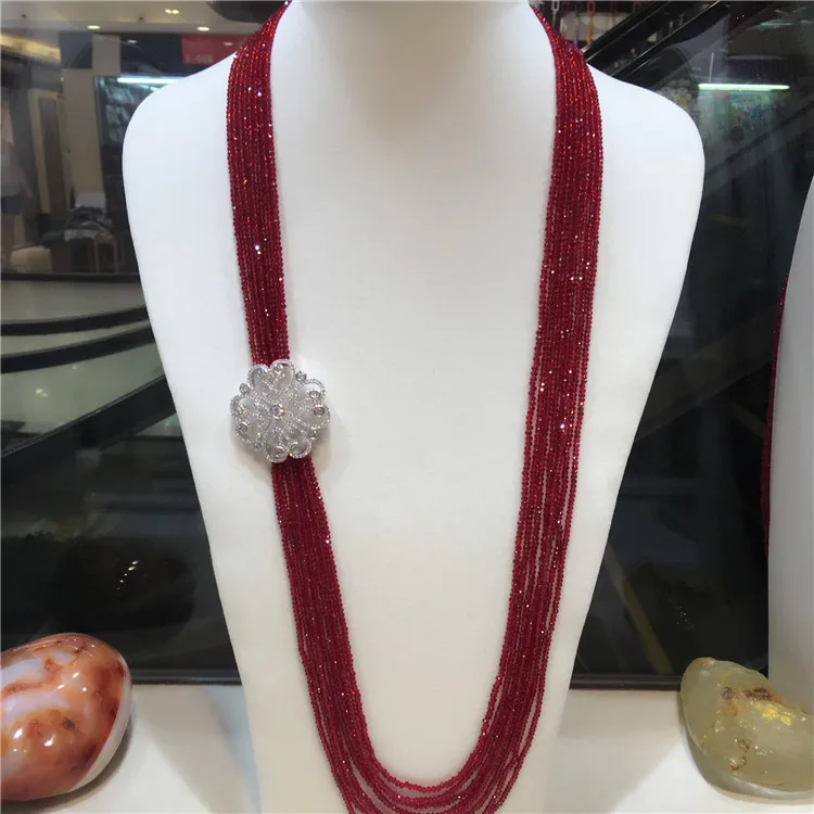 

Women's fashion zircon accessories clasp DIY accessory red glass crystal necklace welcome custom colors fashion jewelry