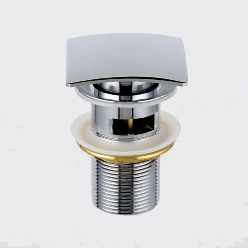 

Easy to Use Square Lid Sink Drain Valve Chrome Plated Brass Compatible with Most Sinks Simple Click Operation