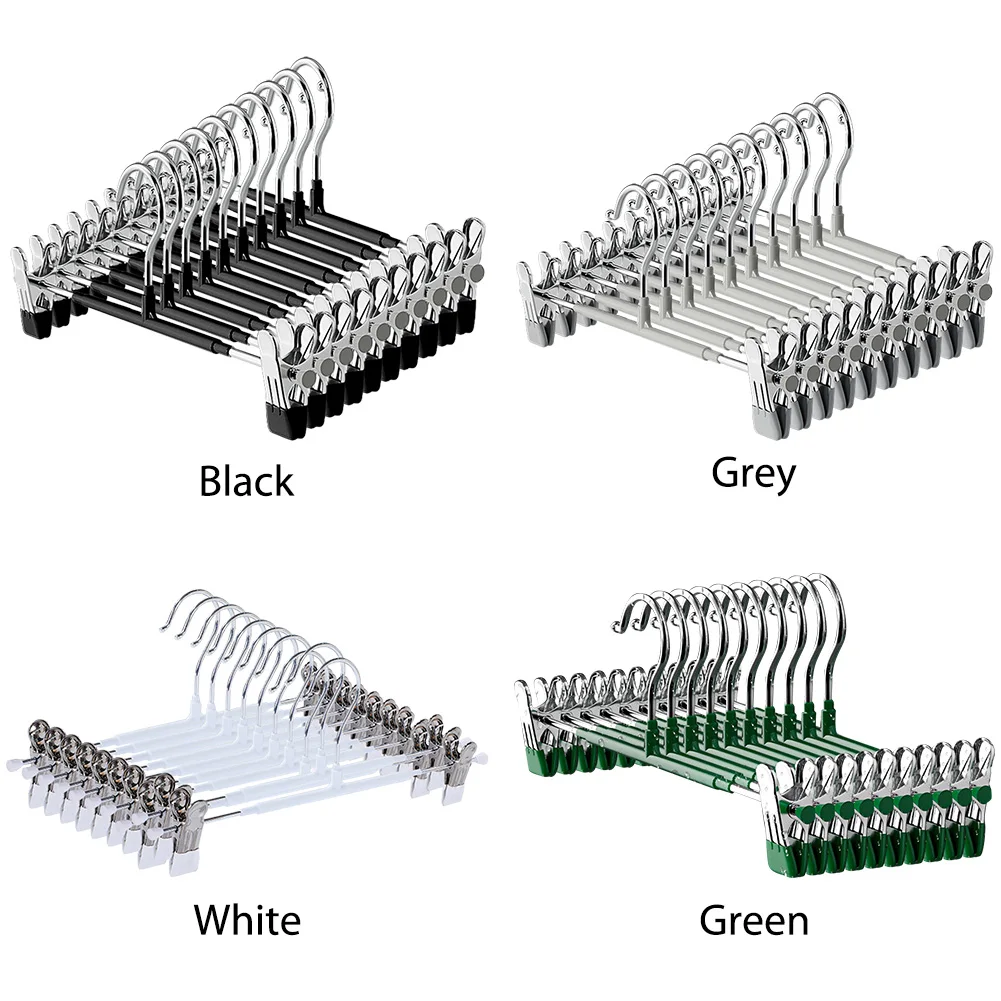 10PCS Clothes Hanger with Adjustable Clip Shorts Hangers Saving Space Stainless Steels for Hanging Trousers/Socks/Skirts/Coats 2
