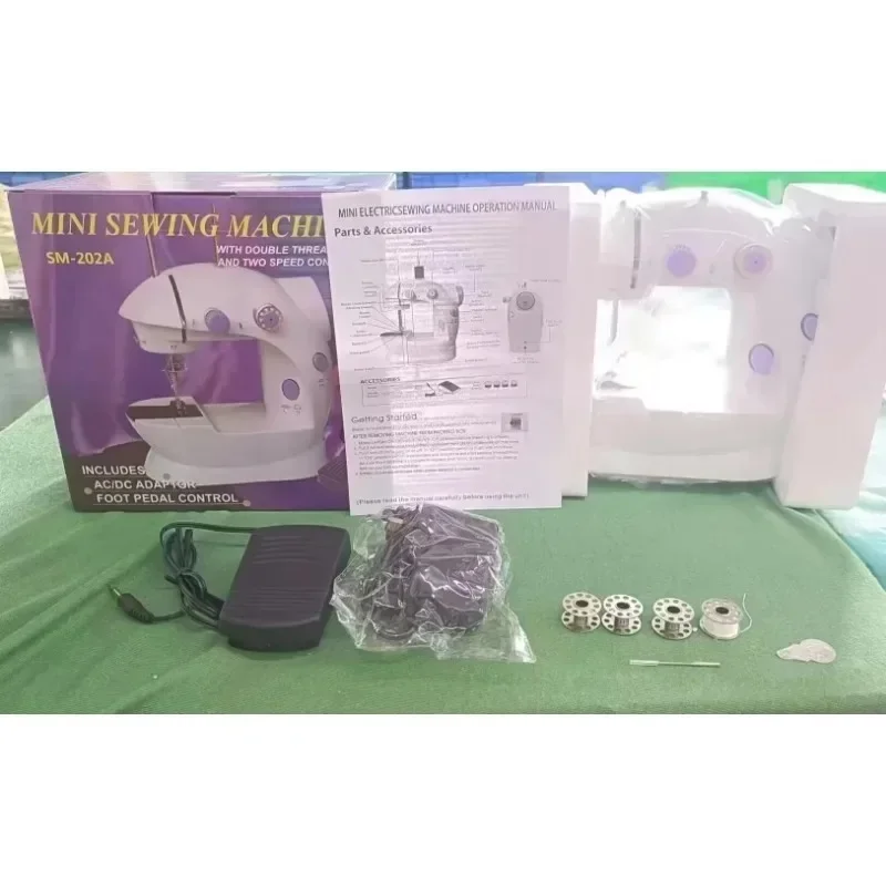 Household 202Mini Sewing Machines Handheld Sewing Machine with Light Cutter Foot Pedal Portable Night Light Sewing Machine Home 6