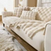Thicken Imitation Rabbit Fur Plush Sofa Slipcover Non-slip Soft Sofa Towel Couch Cushion Cover for Living Room Modern Home Decor 5
