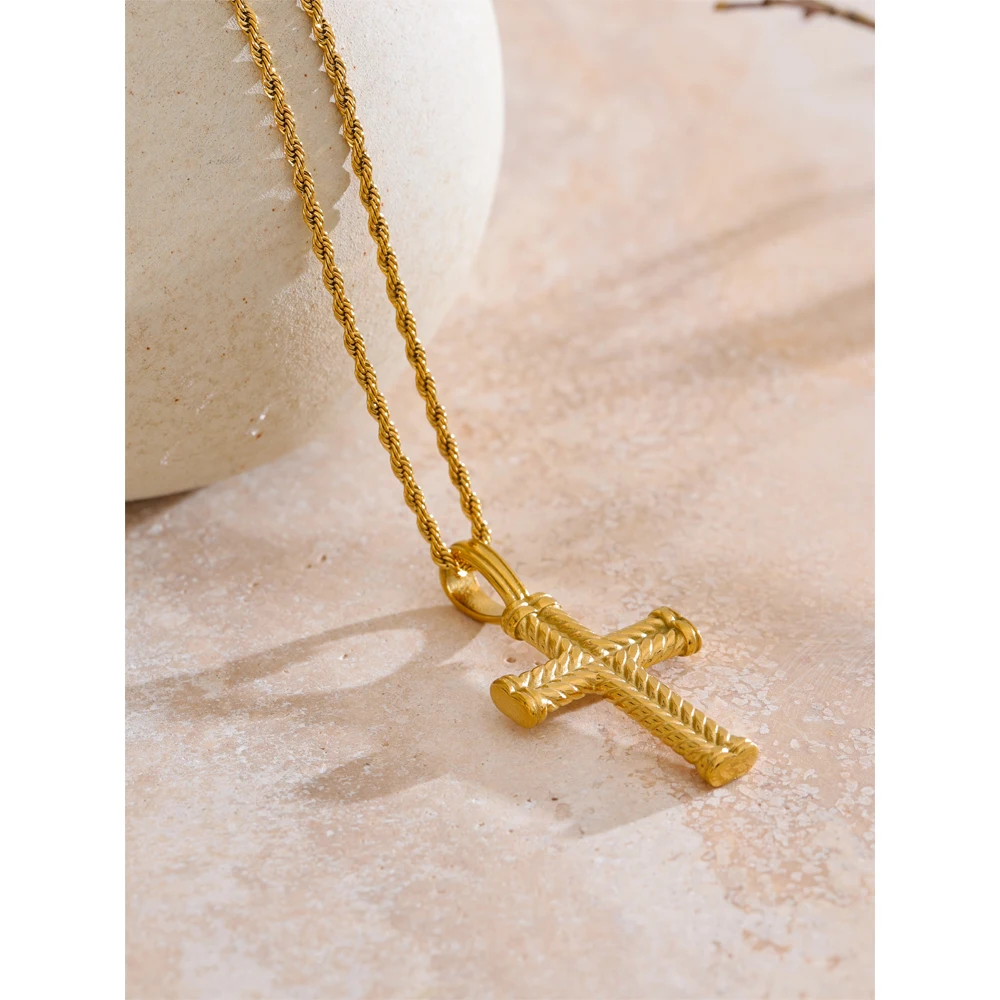 Yhpup Stainless Steel Cross Pendant Waterproof Jewelry